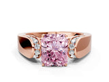 Rose gold Fancy Pink Radiant Cut Diamond Channel Set Solitaire Ring with Four-Prong Setting_12