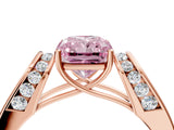 Rose gold Fancy Pink Radiant Cut Diamond Channel Set Solitaire Ring with Four-Prong Setting_16