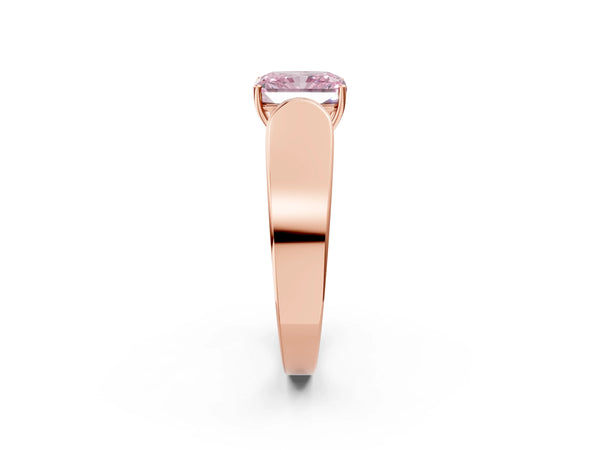 Rose Gold Radiant Cut Channel Set Engagement Ring Setting for Fancy Pink Center with Wide Band