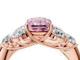 Rose gold Fancy Pink Radiant  Cut Diamond Cluster Ring with Round Accent Stones and Prong Setting on a Classic Band_52