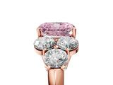 Rose gold Fancy Pink Radiant  Cut Diamond Cluster Ring with Round Accent Stones and Prong Setting on a Classic Band_53