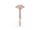 Rose gold Fancy Pink Radiant Cut Diamond Cushion Halo Ring with Pavé Band_2