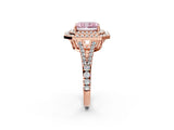 Rose gold Fancy Pink Radiant Cut Diamond Double Halo Ring with Pavé Band and Prong Setting_76