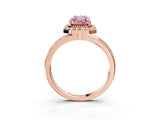Rose gold Fancy Pink Radiant Cut Diamond Double Halo Ring with Split Shank and Four-Prong Setting_15