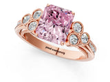Rose gold Fancy Pink Radiant  Cut Diamond Engagement Ring with Bezel Set Round Side Stones and Prong Setting_50