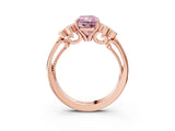 Rose gold Fancy Pink Radiant  Cut Diamond Engagement Ring with Bezel Set Round Side Stones and Prong Setting_52