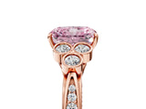 Rose gold Fancy Pink Radiant  Cut Diamond Engagement Ring with Bezel Set Round Side Stones and Prong Setting_54