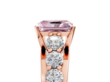 Rose gold Fancy Pink Radiant  Cut Diamond Engagement Ring with Pavé Band and Four-Prong Setting_8