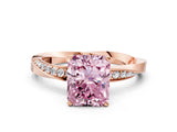 Rose gold Fancy Pink Radiant Cut Diamond Engagement Ring with Side Stone Accents and Four-Prong Setting_12