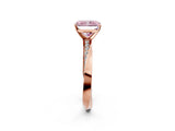 Rose gold Fancy Pink Radiant Cut Diamond Engagement Ring with Side Stone Accents and Four-Prong Setting_14