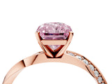 Rose gold Fancy Pink Radiant Cut Diamond Engagement Ring with Side Stone Accents and Four-Prong Setting_16