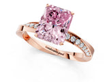 Rose gold Fancy Pink Radiant Cut Diamond Engagement Ring with Side Stone Accents and Four-Prong Setting_85