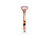 Rose gold Fancy Pink Radiant Cut Diamond Engagement Ring with Side Stone Accents and Four-Prong Setting_86