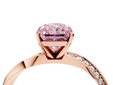 Rose gold Fancy Pink Radiant Cut Diamond Engagement Ring with Side Stone Accents and Four-Prong Setting_88