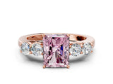 Rose gold Fancy Pink Radiant  Cut Diamond Five-Stone Prong Set White Gold Ring_32