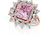 Rose gold Fancy Pink Radiant Cut Diamond Floral Double Halo Engagement Ring with Prong Setting_25