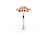 Rose gold Fancy Pink Radiant Cut Diamond Floral Double Halo Engagement Ring with Prong Setting_62