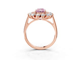 Rose gold Fancy Pink Radiant Cut Diamond Floral Double Halo Engagement Ring with Prong Setting_63