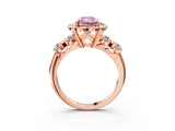 Rose gold Fancy Pink Radiant  Cut Diamond Floral Halo Engagement Ring with Shared Prong Setting 4