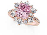 Rose gold Fancy Pink Radiant  Cut Diamond Floral Halo Pave Band with Prong Setting_38