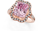 Rose gold Fancy Pink Radiant Cut Diamond Floral Halo Split Shank Prong Setting Ring_1