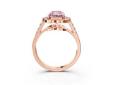 Rose gold Fancy Pink Radiant Cut Diamond Floral Halo Split Shank Prong Setting Ring_3