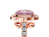 Rose gold Fancy Pink Radiant Cut Diamond Floral Halo Split Shank Prong Setting Ring_5