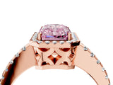 Rose gold Fancy Pink Radiant Cut Diamond Halo Engagement Ring with Pavé Band and Prong Setting_31