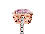 Rose gold Fancy Pink Radiant Cut Diamond Halo Engagement Ring with Pavé Band and Prong Setting_32