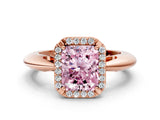 Rose gold Fancy Pink Radiant  Cut Diamond Halo Engagement Ring with Split Shank and Four-Prong Setting_102