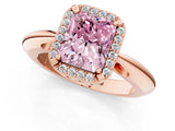 Rose gold Fancy Pink Radiant  Cut Diamond Halo Engagement Ring with Split Shank and Four-Prong Setting_103