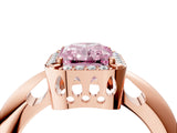 Rose gold Fancy Pink Radiant  Cut Diamond Halo Engagement Ring with Split Shank and Four-Prong Setting_106