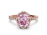Rose gold Fancy Pink Radiant Cut Diamond Halo Pave Band with Four-Prong Setting_3