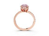 Rose gold Fancy Pink Radiant Cut Diamond Halo Pave Band with Four-Prong Setting_6