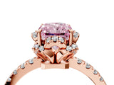 Rose gold Fancy Pink Radiant Cut Diamond Halo Pave Band with Four-Prong Setting_7