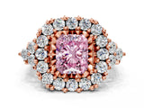 Rose gold Fancy Pink Radiant Cut Diamond Halo Ring with Pavé Band and Four-Prong Setting_41