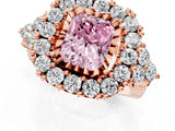 Rose gold Fancy Pink Radiant Cut Diamond Halo Ring with Pavé Band and Four-Prong Setting_42