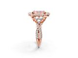 Rose gold Fancy Pink Radiant Cut Diamond Halo Ring with Pavé Band and Four-Prong Setting_43