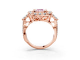 Rose gold Fancy Pink Radiant Cut Diamond Halo Ring with Pavé Band and Four-Prong Setting_44