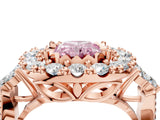 Rose gold Fancy Pink Radiant Cut Diamond Halo Ring with Pavé Band and Four-Prong Setting_45