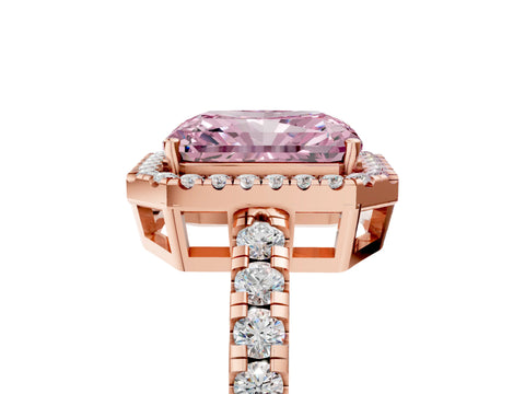 Rose gold Fancy Pink Radiant Cut Diamond Halo Ring with Pavé Band and Four-Prong Setting_5