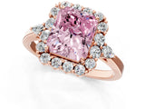 Rose gold Fancy Pink Radiant Cut Diamond Halo Ring with Pear Side Stones and Prong Setting_51
