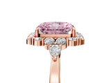 Rose gold Fancy Pink Radiant Cut Diamond Halo Ring with Pear Side Stones and Prong Setting_55