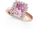 Rose gold Fancy Pink Radiant  Cut Diamond Halo Ring with Round Brilliant Halo and Solitaire Band_88