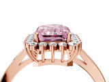 Rose gold Fancy Pink Radiant  Cut Diamond Halo Ring with Round Brilliant Halo and Solitaire Band_91