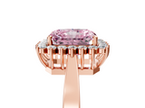 Rose gold Fancy Pink Radiant  Cut Diamond Halo Ring with Round Brilliant Halo and Solitaire Band_92