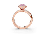 Rose gold Fancy Pink Radiant Cut Diamond Halo Ring with Round Split Shank and Prong Setting_39
