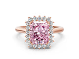 Rose gold Fancy Pink Radiant  Cut Diamond Halo Ring with Solitaire Band and Prong Setting_53