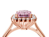 Rose gold Fancy Pink Radiant  Cut Diamond Halo Ring with Solitaire Band and Prong Setting_57