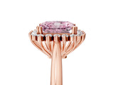 Rose gold Fancy Pink Radiant  Cut Diamond Halo Ring with Solitaire Band and Prong Setting_58